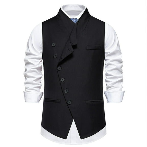 Vest Top Qiggri Men Solid Fashion Retro Have Pockets Button V-Neck Tanks Blouse Mens Suit Vest