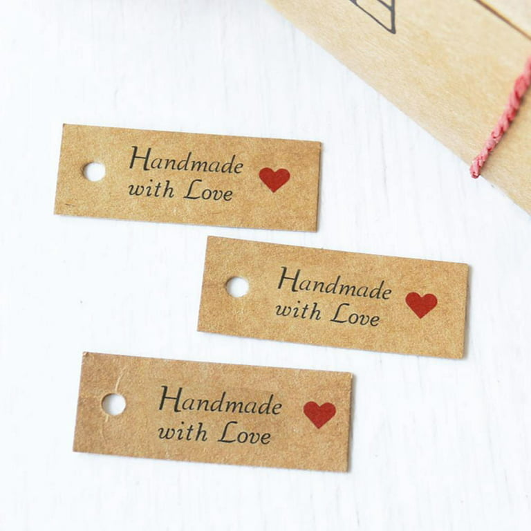 100Pcs Kraft Paper Shop Gift Tags Hand Made with Love Labels for