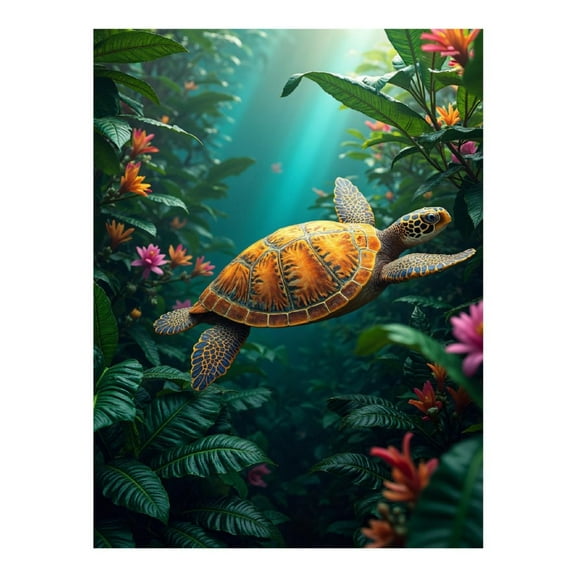 Diamond Art Kits for Adults - 5d Tropical Turtle Swimming Jungle Diamond Painting for Adults, Diamond Art for Adults Beginners, Diamond Painting Kits for Adults for Home Wall Decor
