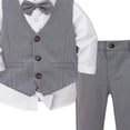 thumbnail image 4 of mgoYE Baby Boy Clothes Outfit Suit Long Sleeve Gentleman Tuxedo Vest Wedding Birthday Party Suit(Grey,6-7 Years), 4 of 4