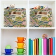 thumbnail image 6 of Yayeee Canvas Storage Basket with Handles for Shelves Fabric Bins Closet Organizer, Pink Floral Wave, 6 of 8