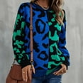 thumbnail image 6 of Aoochasliy Womens Sweaters Clothes Pullover Leopard Printing Cardigan Long Sleeve Splicing Knit Round Neck Tops, 6 of 9