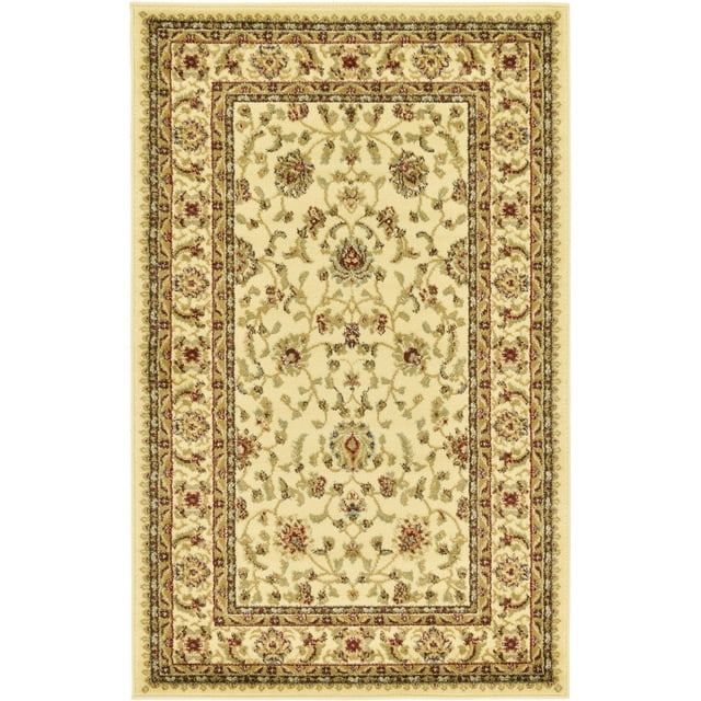 Unique Loom Voyage Collection Traditional Oriental Classic Intricate Design Area Rug, 3' 3 x 5' 3 Rectangular, Ivory/Gold