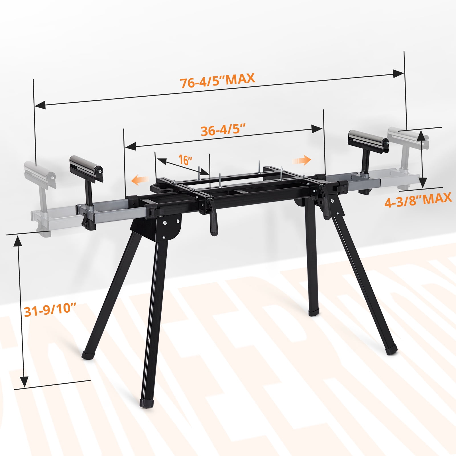 Miter Saw Stand Universal Folding Saw Table, Adjustable 76.8" Support Frame with Quick Release Mounting Brackets, 440 LBS Load Capacity Heavy-Duty Steel Construction Fits Most Miter Saws and Table Sa