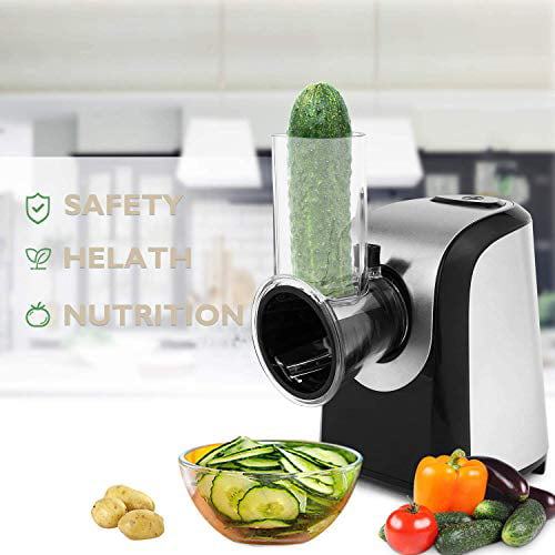 homdox electric slicers, professional salad maker, 150w electric slicer  shredder/gratersr/chopper/shooter with one-touch control and 4 free  attachments for fruits, vegetables, and 