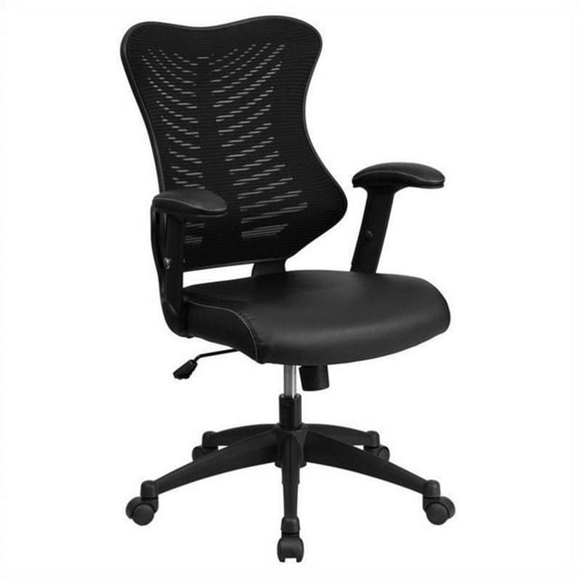 Scranton & Co Chaise de Bureau en Cuir Maillé à Dossier Haut, Noire