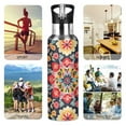 thumbnail image 7 of Yayeee 33oz Insulated Water Bottle Double Wall Stainless Steel with Flip Straw Lid, Colorful Floral Pattern, 7 of 7