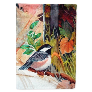 Carolines Treasures PJC1059CHF Fence Sitter Chickadee Flag Canvas House Size  Large multicolor