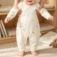 thumbnail image 6 of YHAJDS Newborn Baby Romper Long Sleeve Solid Color Wrap Tie Side Snap Bodysuit, 6 of 7