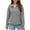 Gray, variant on AherBiu Fall Tops for Women Casual Loose Quarter Zipper Lapel V Neck Long Sleeve Pullover Sweatshirts