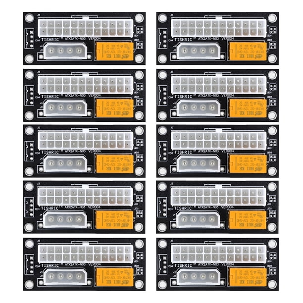 Cable de datos 10pcs Add2psu ATX 24Pin a 4 Pin Dual PSU Adaptador de sincronización de fuente de alimentación (Negro) Tmvgtek Nuevos Originales