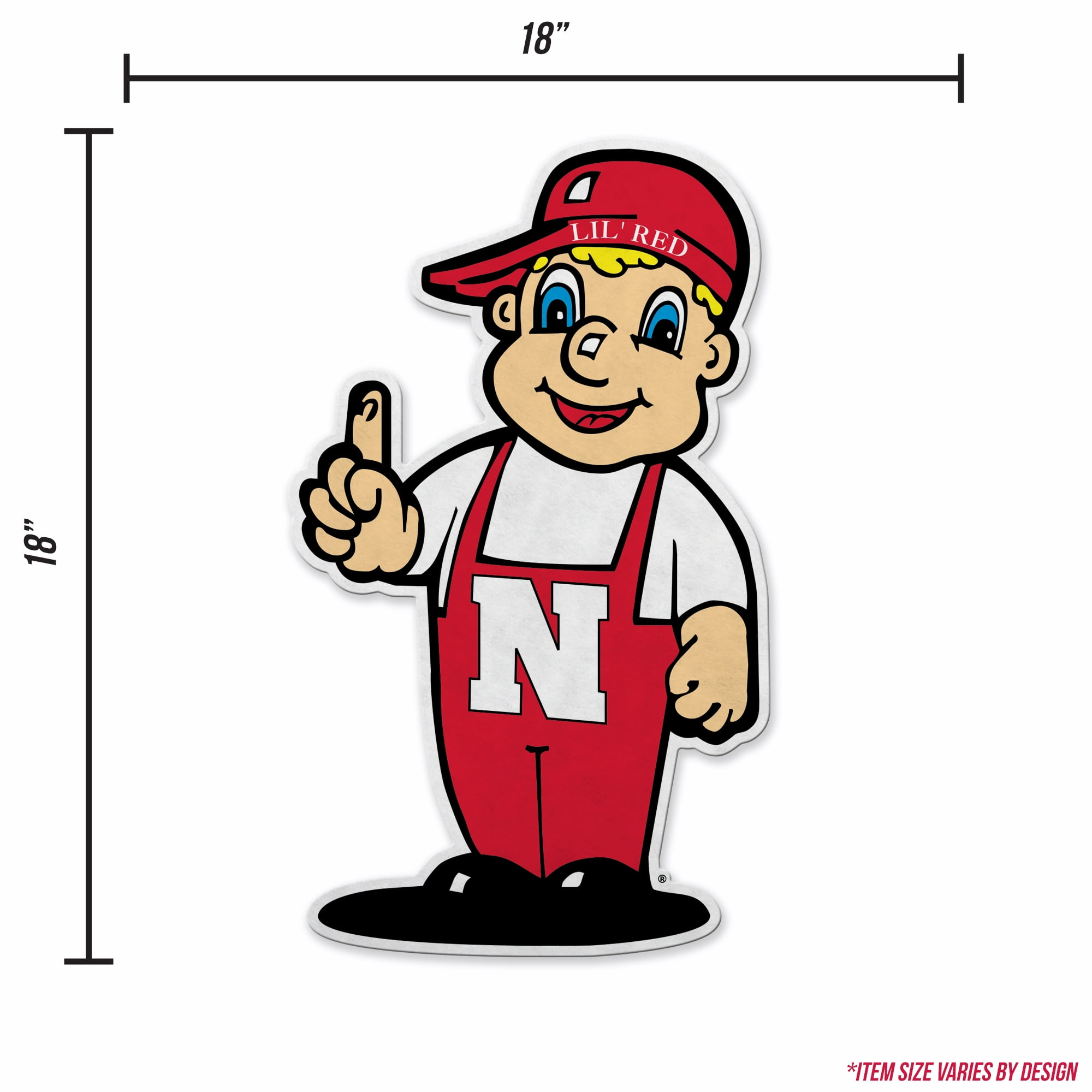 NEBRASKA UNIVERSITY LIL' RED SHAPE CUT MASCOT PENNANT WITH HEADER CARD