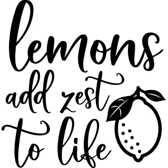 Lemons Add Zest To Life Fruit Sayings Wall Decals for Walls Peel and Stick wall art murals Black Large 36 Inch