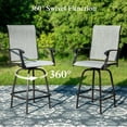 thumbnail image 5 of Sophia & William Outdoor Patio Metal Swivel Bar Stools Textilene Height Chairs Furniture Set of 2, Gray, 5 of 6