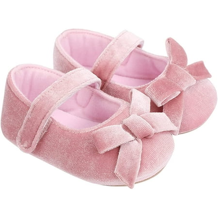 

QWZNDZGR Girls Mary Jane Rhinestone Studded Baby Shoes Soft Rubber Sole Crib Shoes T-Strap School Dress Shoe Mary Jane Flat