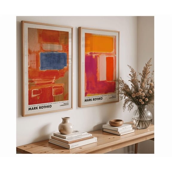 Kovaa Colorful Rothko Poster, Mid Century Museum Wall Art Set 2 Unframed Paper Print 8x12