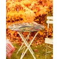 thumbnail image 3 of Fitted Round Tablecloths Table Covers 36-44in,Thanksgiving Fall Harvest Pumpkin Waterproof Elastic Edged Table Cloth for Kitchen Dining Holiday Party Tables Decor,Fruit Maple Leaves on Orange Plaid, 3 of 6
