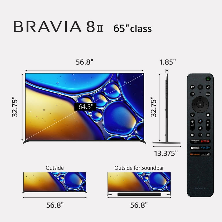 Sony 65” class BRAVIA 8 II QD-OLED 4K HDR Smart Google TV K