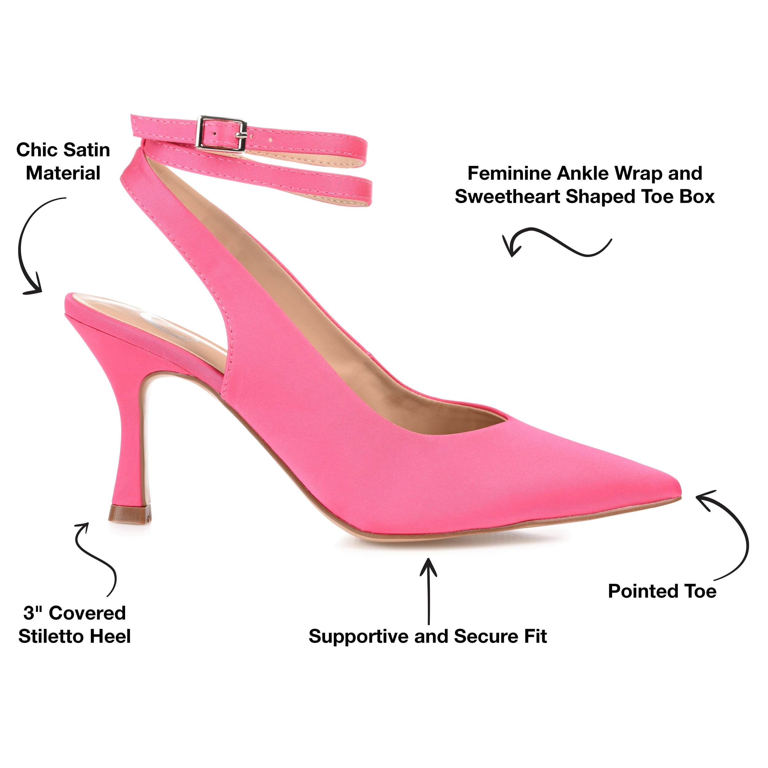 Journee Womens Marcella Buckle Mid Stiletto Pointed Toe Pumps, Widths Available
