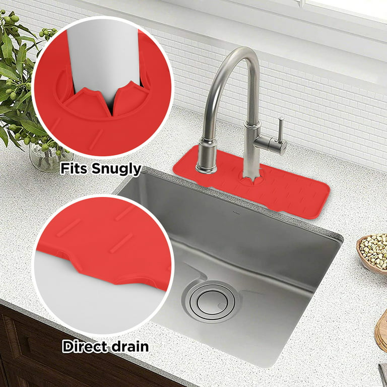 Sesslife Silicone Faucet Handle Drip Catcher Tray Mat, Dish Soap