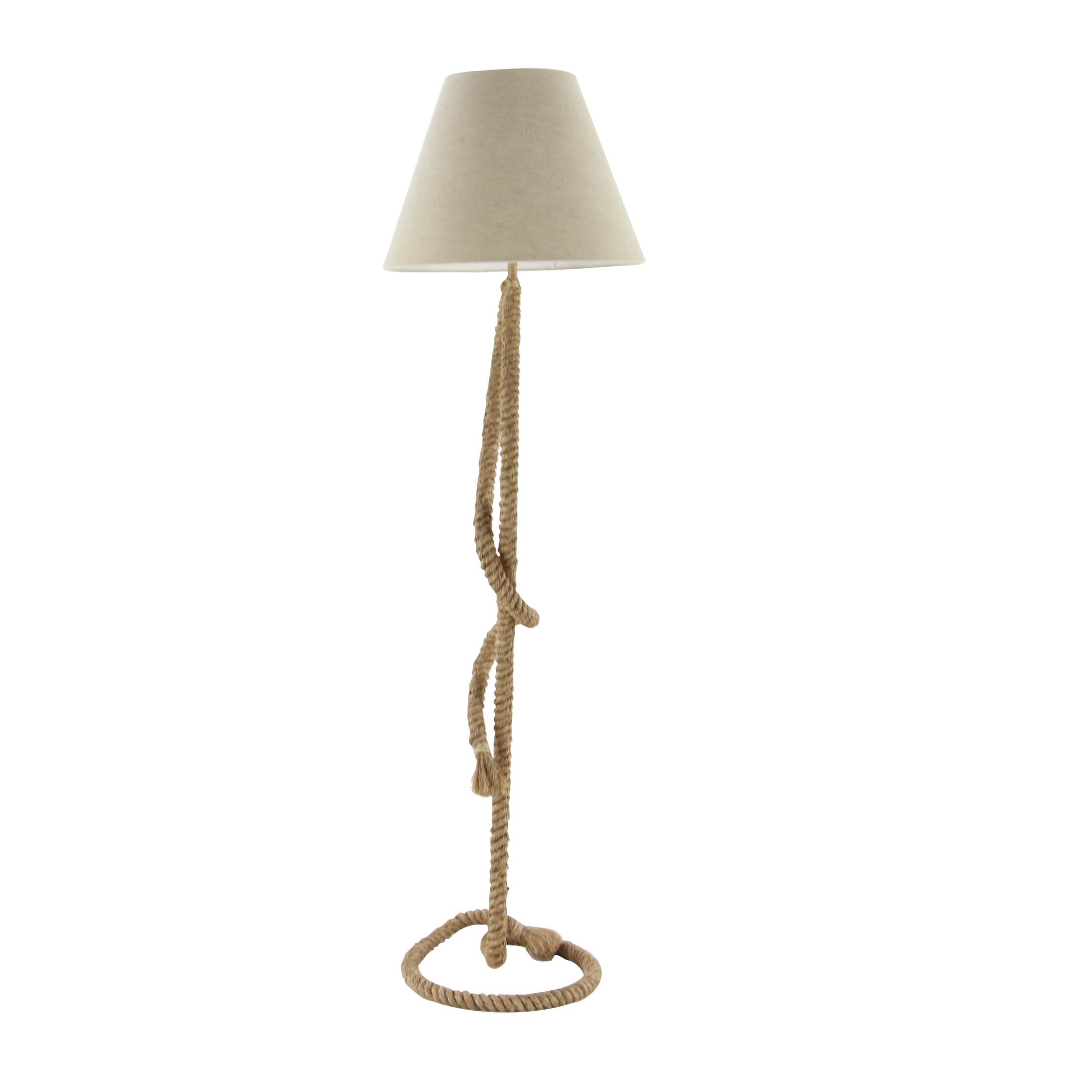 DecMode 63" Twisted Rope Brown Floor Lamp with Cream Fabric Shade