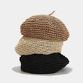 thumbnail image 3 of CoCopeanut New Summer Weave Beret Female Straw Hats for Women Spring Autumn Flat Sun Hat Breathable Casual Holiday Artist Beach Cap Chapeau, 3 of 6