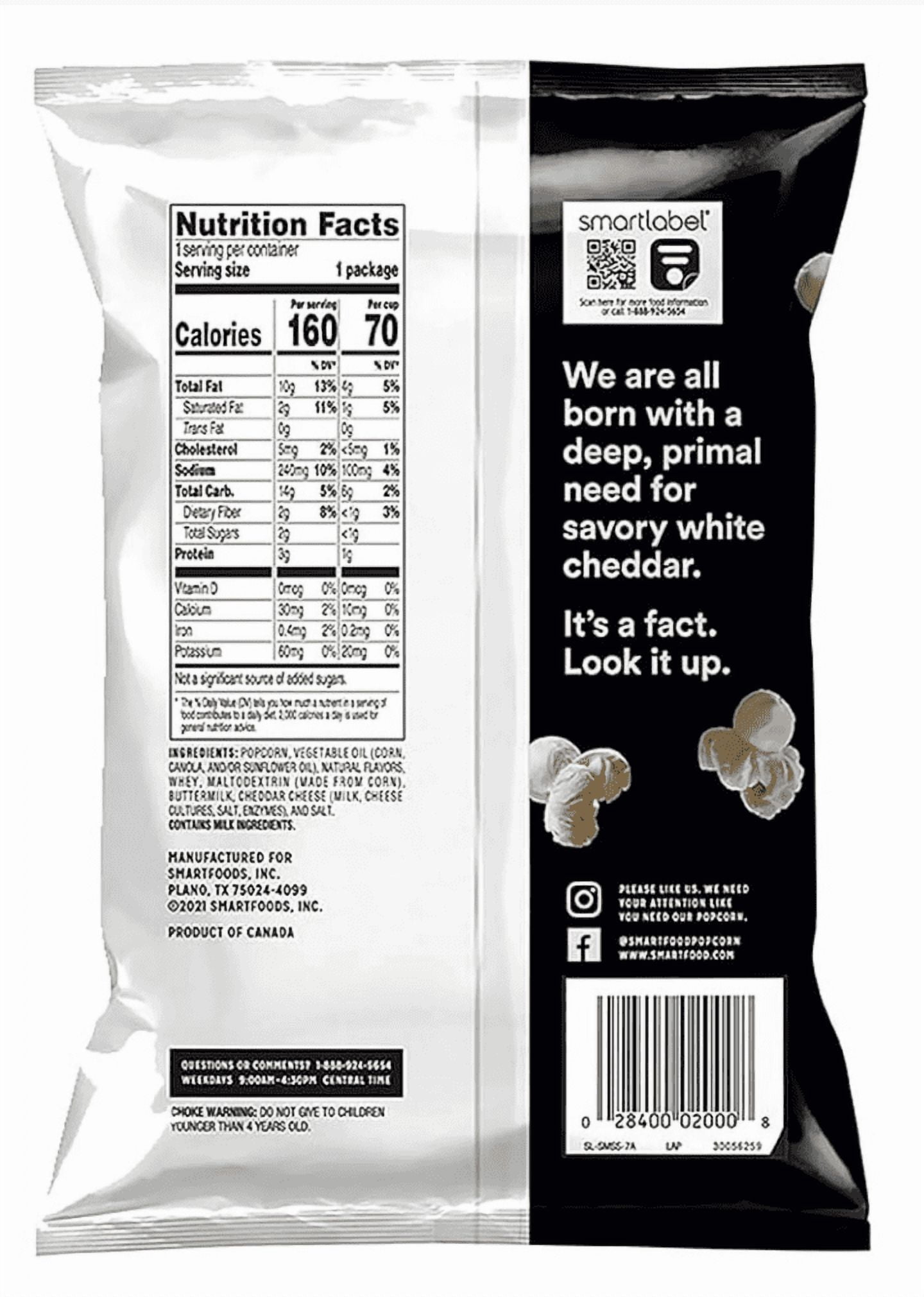 Smart food Popcorn, White Cheddar, 1 Oz Bags, Pack of 12, Bundled by Shoppyway