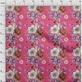 thumbnail image 3 of oneOone Polyester Lycra Pink Fabric Leaves|Lotus & Rose Floral Quilting Supplies Print Sewing Fabric By The Yard 56 Inch Wide, 3 of 4