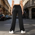 thumbnail image 6 of Women Elastic High Waist Straight Leg Sweatpants Soft Loose Casual Long Trousers with Side Pockets Solid Color Fall Lounge Walking Pants, 6 of 7