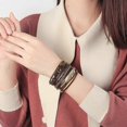 thumbnail image 3 of Heyone Womens Leather Cuff Bracelet Feather Multi Strand Bracelet Wrap Bracelet Turquoise Boho Bangle Braided Leather Wristbands Bohemian Jewelry Gift, 3 of 5