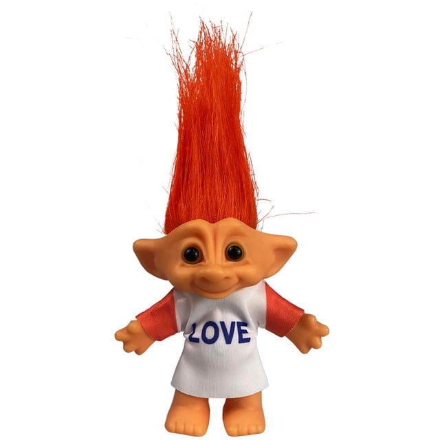 Lucky Troll Dolls, Vintage Troll Dolls Cromático Adorable para colecciones, proyectos escolares, artes y manualidades, regalos de fiesta, cabello naranja de 7.5 pulgadas de alto (incluye la longitud d