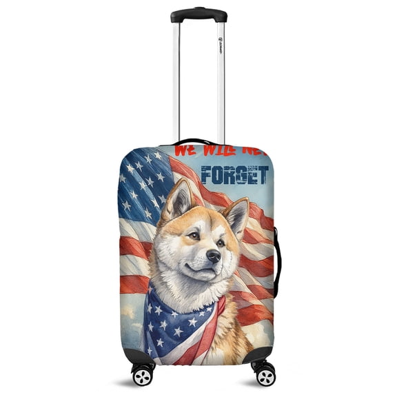 Patriot Akita We Will Never Forget Patriotic Remembrance Day Travel Luggage Cover Inu Dog Lover Suitcase Dust Protective Decor - 12014