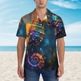 thumbnail image 2 of Pofeuu Neon Seahorse Underwater Realm Print Hawaiian Shirt for Men Sleeves Casual Button Down Summer Beach Dress Shirts T-Shirts,Medium, 2 of 7