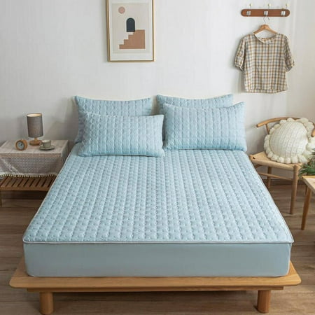 

Quilted Mattress Cover Soft Washable Bed Cover Breathable Fitted Sheet Queen King Full Size Bedspreads Bed Linen