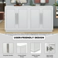 thumbnail image 4 of Buffet Cabinet, Atumon Accent Cabinet with 4 Doors, Farmhouse Buffet Cabinet with Adjustable Shelves, Wood Storage Cabinet Furniture for Kitchen Dining Room Living Room, 60"L x 16"W x 32"H, White, 4 of 10