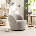 thumbnail image 5 of Kidol & Shellder Swivel Accent Chair Furry Round Barrel Chair 360 Degree Sofa Club Armchairs for Living Room Bedroom, Gray, 5 of 6