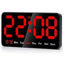 Digital wall clock, 9-inch LED digital clock with large display, 12/24 hour format, large numbers, small silent wall clock