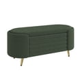 thumbnail image 6 of GZXS Modern Upholstered Storage Bench, 44.9" Chenille Fabric Oval Ottoman Seating with Hidden Compartment and Metal Legs, Easy Assembly, Green, 6 of 10