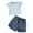 Blue, variant on Cute Outfits for Girls Knit Embroidery Fly Sleeve T Shirts and Jean Shorts Summer Vacation Beach Girls Clothes Size 2-8
