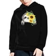 thumbnail image 5 of Xoenoiee Girls Hoodies Hooded Sweater Long Sleeve Top Pullover Hoodies with Kangaroo Pocket for Fall Winter Athleticwear for Kids, Sunflower Sloth Pattern, XL, 5 of 7