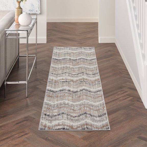 Nourison Elation Contemporary Rustic Grey Ivory Area Rug