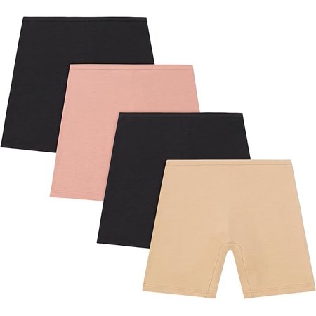 Hanes Big, Cotton Stretch Play Girls, Pull-On Shorts, Assorted Solids, Multipacks, Black, Rose Pink, Nude