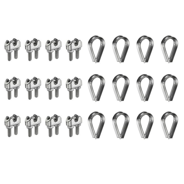 24 Pcs M3 1/8" Abrazaderas de Cable U-Bolt para Aparejo de Cuerda de Alambre Sistema de Barandilla
