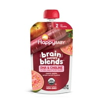 Happy Baby Organics Brain Support Blends Apples, Purple Carrots & Guava with DHA and Choline 4oz Pouch (Pack of 8)