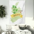thumbnail image 3 of Ireland Map Tapestry, Nature Themed Dublin Wording Green Shamrock Leaves on a Plain Background, Wall Hanging for Bedroom Living Room Dorm Decor, 60W X 80L Inches, White Multicolor, by Ambesonne, 3 of 5