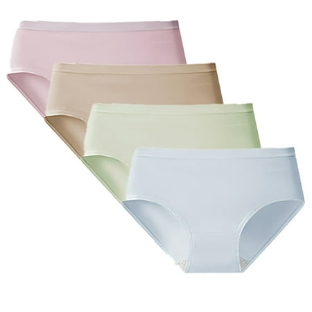 SNOWSONG Panties for Women Clearance! 4 Pcs Women s Summer Thin Bikini Bottom Seamless Cotton Panties  Cotton Underwear  Underwear Women Pack  Seamless Underwear 4x Ladies Panties Green L