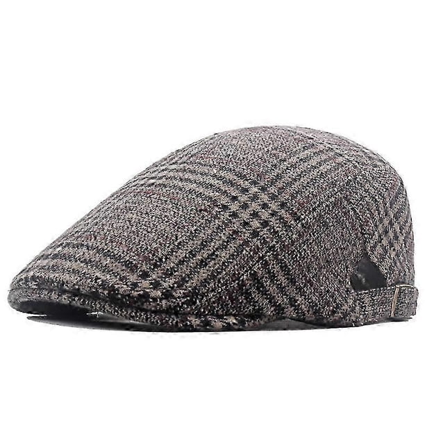 Boina a cuadros para hombre, gorra británica, gorra gruesa y cálida para otoño e invierno, estilo Newsboy.