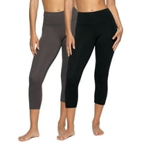 Felina | Sueded Athletic Capri Legging 2-Pack (Black Charcoal, X-Large)
