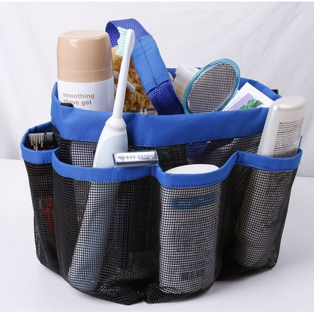 INTSUPERMAI Portable Mesh Shower Bathroom Basket Bag Quick Dry Breathable Caddy Tote Shower Dry Pocket Blue