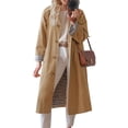 thumbnail image 3 of Spring Fall Women Plaid Patchwork Long Sleeved Single Breasted Casual Trench Coat, 3 of 7
